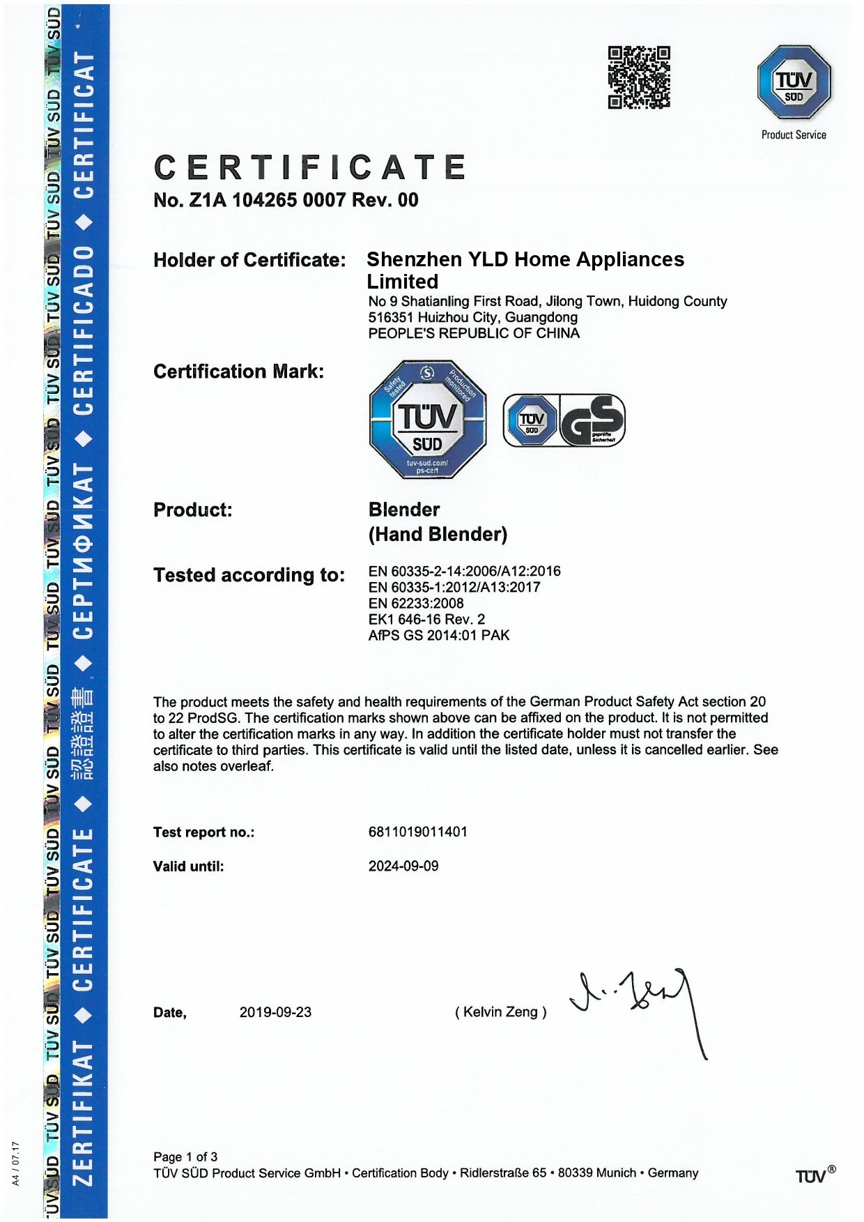 blenders GS certification