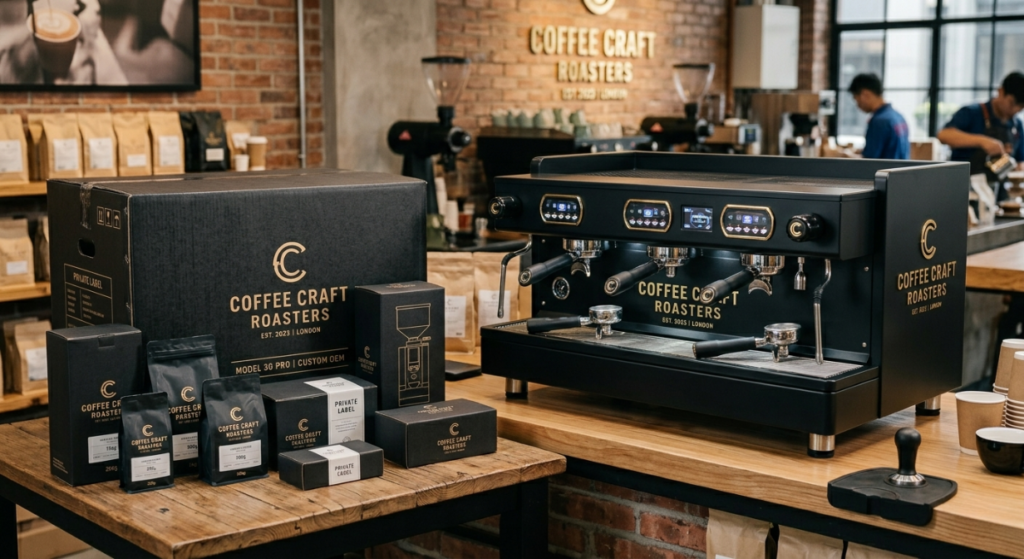 private label espresso machine supplier custom logo branding packaging