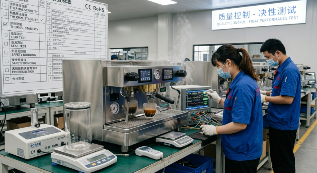 espresso machine quality control testing process China factory