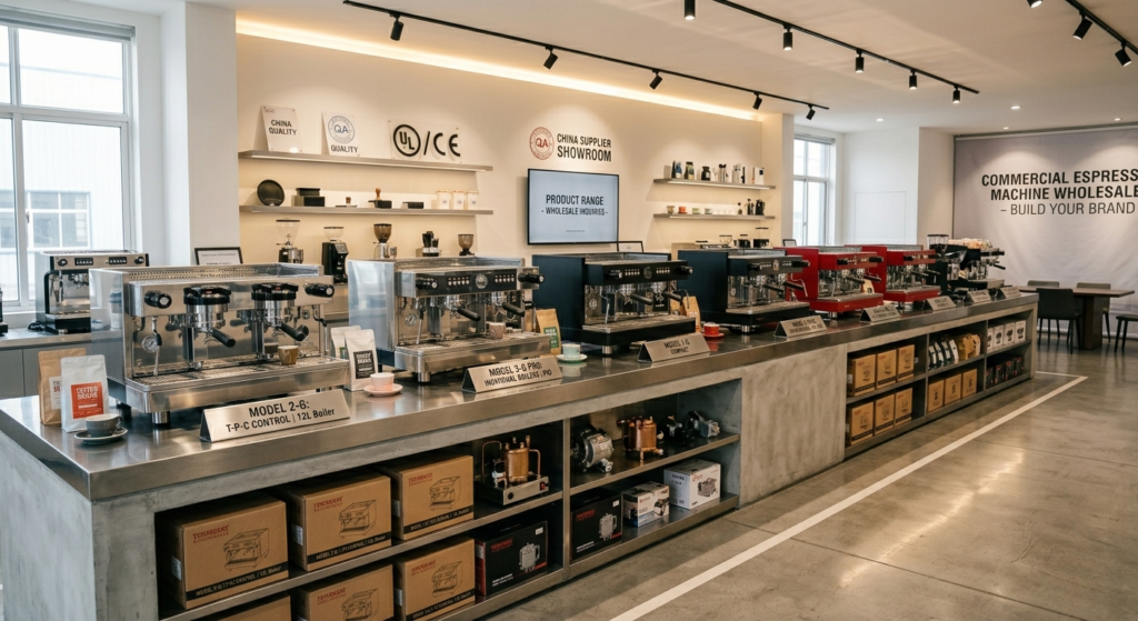 commercial espresso machine supplier for wholesale buyers product range display