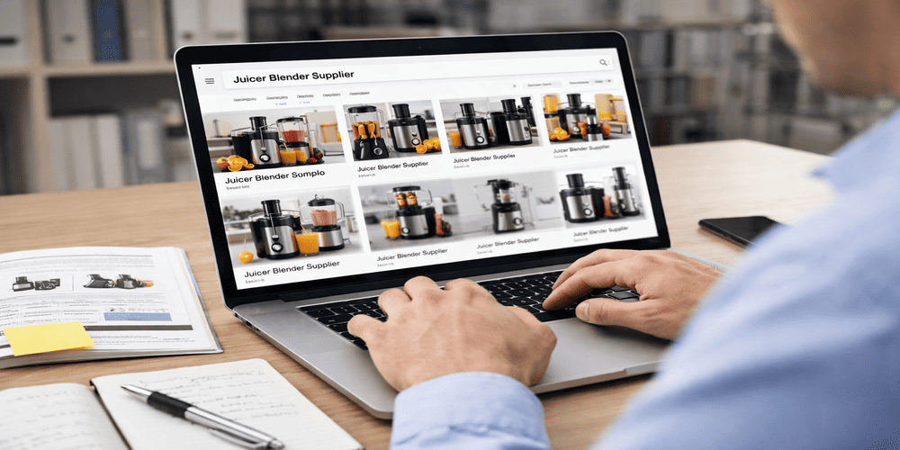 B2B buyer searching juicer blender supplier online sourcing process