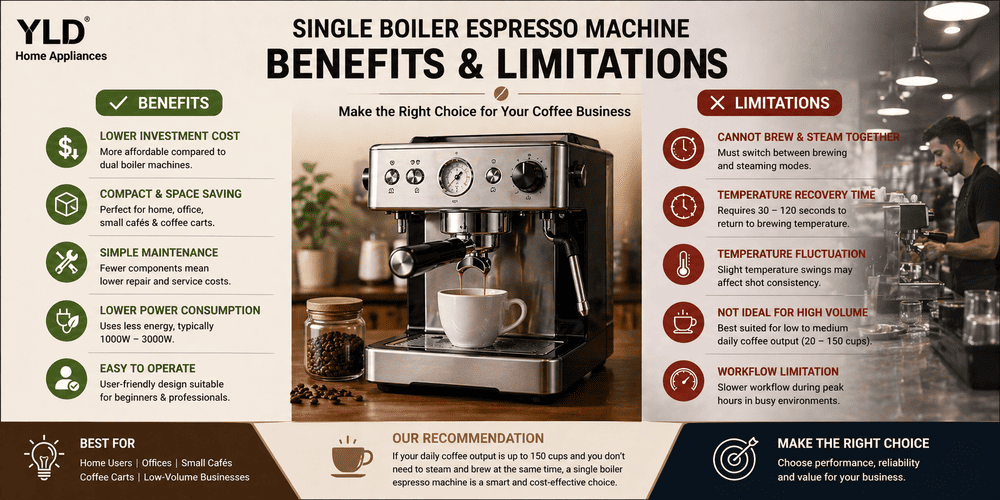 Benefits and limitations of single boiler espresso machine