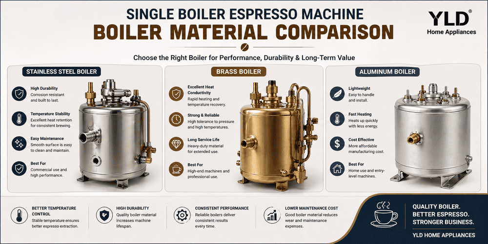 Single boiler espresso machine boiler material comparison