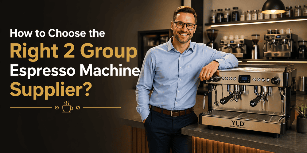 business owner selecting the right 2 group espresso machine supplier with commercial coffee machine