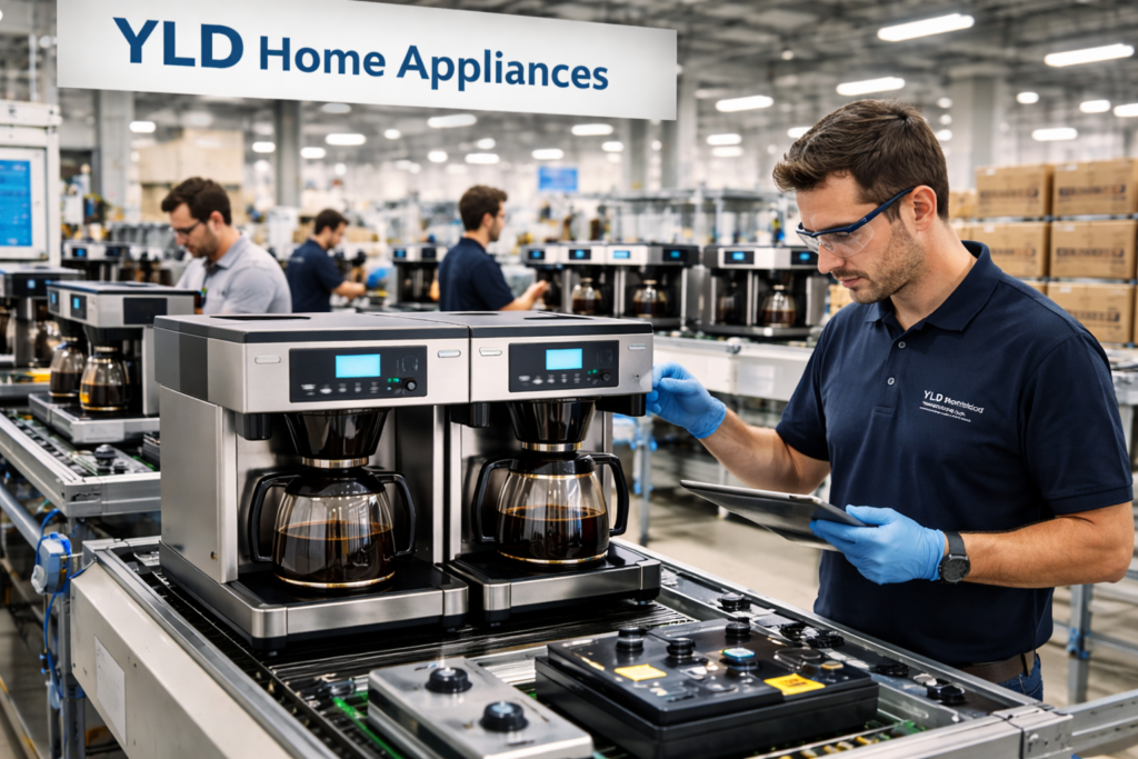 coffee machine OEM factory production line with quality inspection process