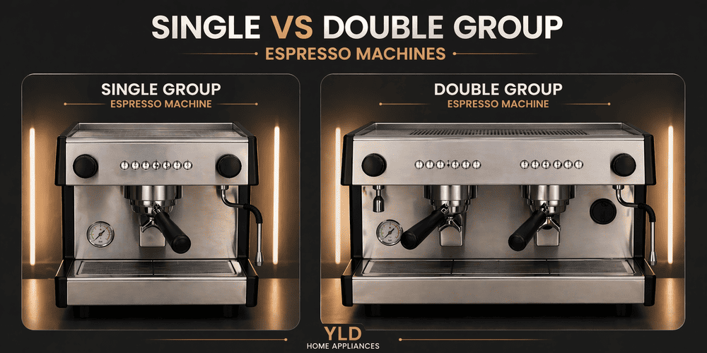 single vs double group espresso machine comparison for commercial coffee operations