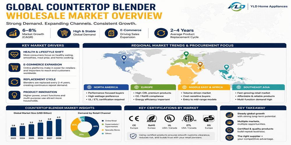 Countertop Blender Wholesale: What Importers Must Know Before Placing Bulk Orders 2 Global countertop blender wholesale market infographic